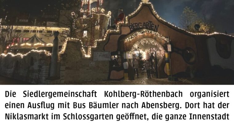 Busfahrt zu Kuchlbauers Turmweihnacht